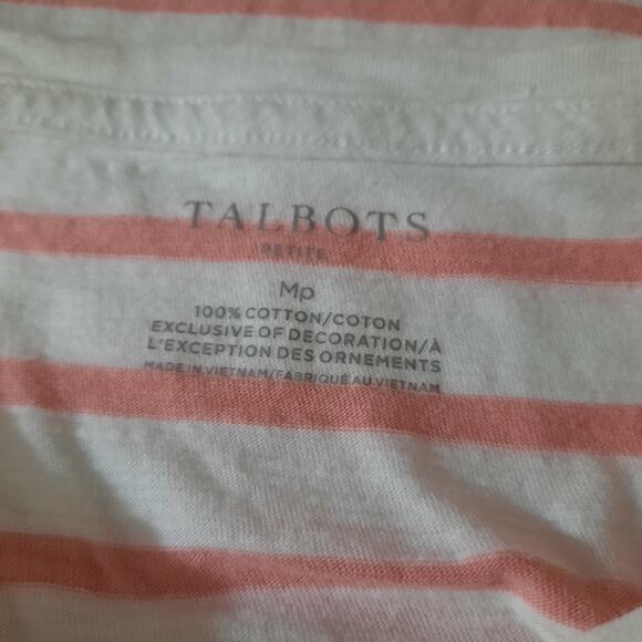 Talbots Womens Pink Stripe Graphic Long Sleeve Tee Size MP - Picture 4 of 6